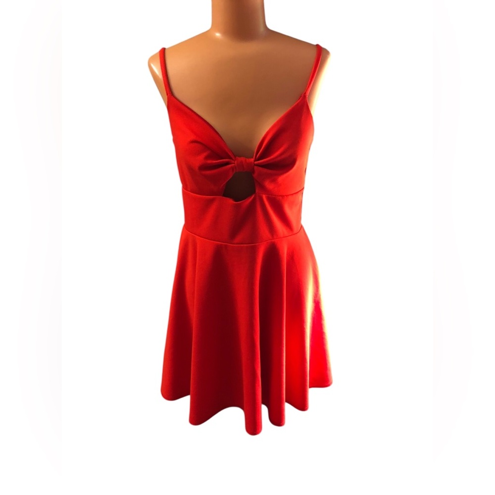 B Darlin Red Spaghetti Strap Fit and Flare Dress
